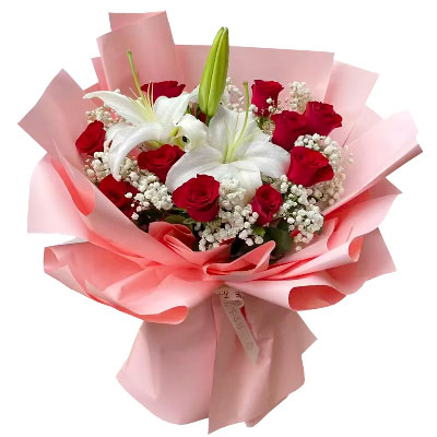 11朵红玫瑰百合，爱在心中燃烧